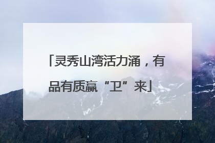 灵秀山湾活力涌，有品有质赢“卫”来