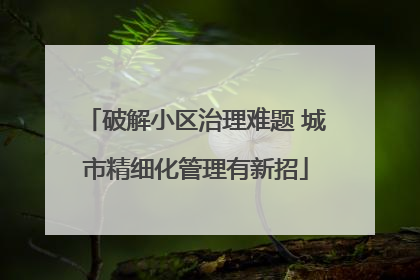 破解小区治理难题 城市精细化管理有新招