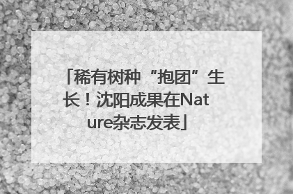 稀有树种“抱团”生长！沈阳成果在Nature杂志发表