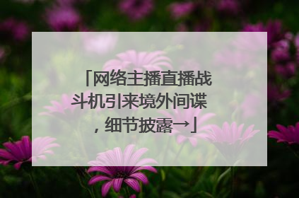 网络主播直播战斗机引来境外间谍，细节披露→