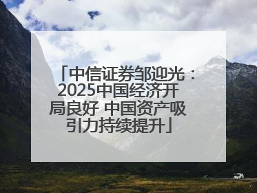 中信证券邹迎光：2025中国经济开局良好 中国资产吸引力持续提升