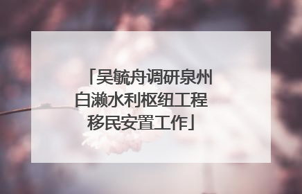 吴毓舟调研泉州白濑水利枢纽工程移民安置工作