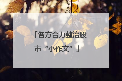 各方合力整治股市“小作文”