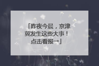 昨夜今晨，京津冀发生这些大事！点击看报→