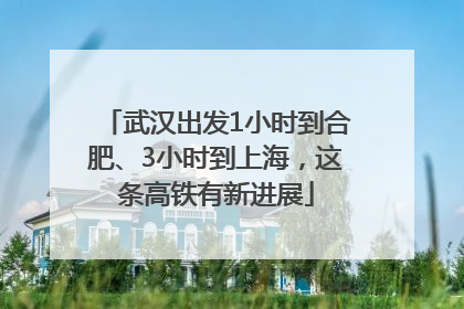 武汉出发1小时到合肥、3小时到上海，这条高铁有新进展