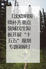 沈晓明围绕补齐重点领域民生短板开展“十五五”规划专题调研