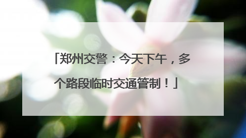 郑州交警：今天下午，多个路段临时交通管制！