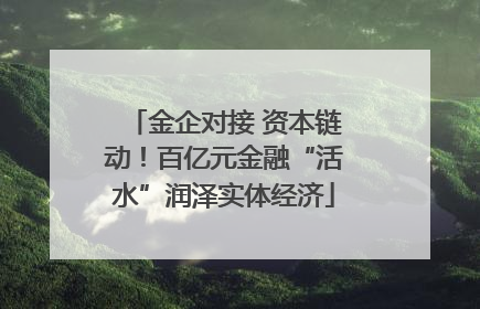 金企对接 资本链动！百亿元金融“活水”润泽实体经济