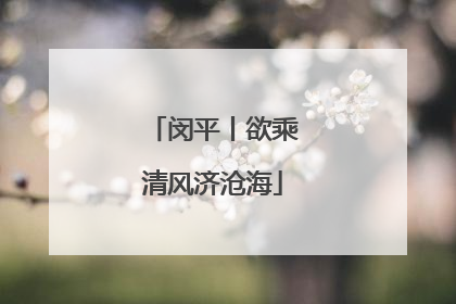 闵平丨欲乘清风济沧海
