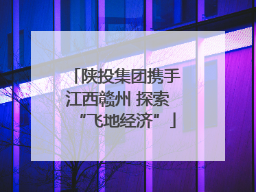 陕投集团携手江西赣州 探索“飞地经济”