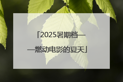 2025暑期档——燃动电影的夏天