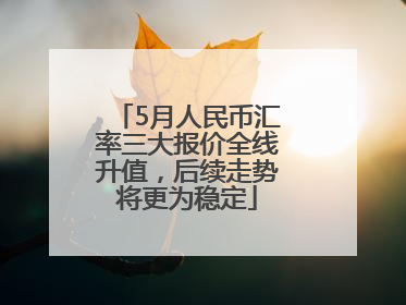 5月人民币汇率三大报价全线升值，后续走势将更为稳定