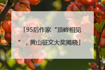 95后作家“顶峰相见”，黄山征文大奖揭晓